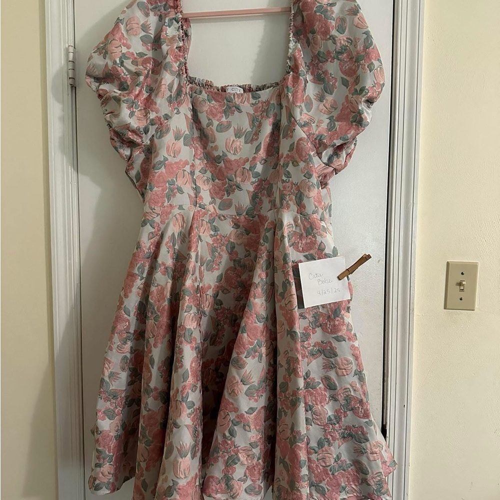 Ivy City Co Ivanna Pink and Green Floral Pastel Dress